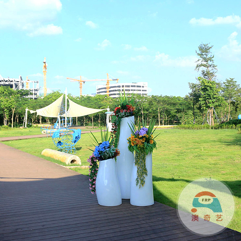 园林景观玻璃钢花钵户外景观花箱盆钵器皿源头工厂可来图制作